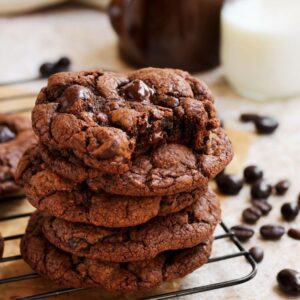 Chewy espresso cookies loaded with chocolate chunks